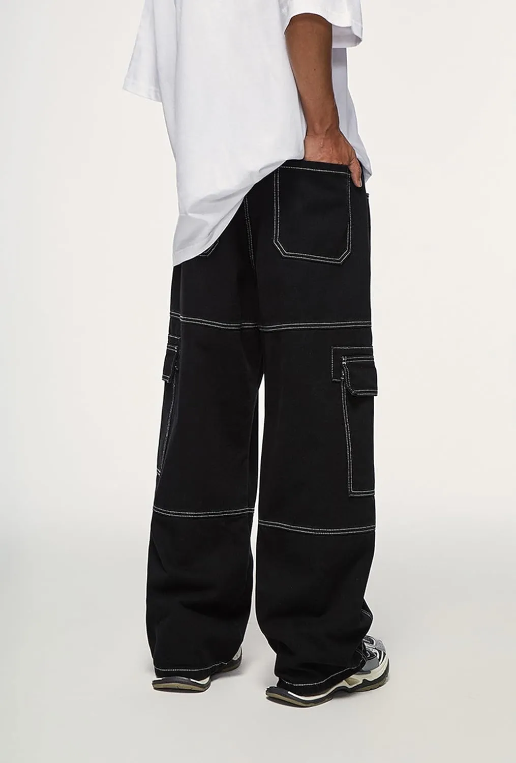 Denim Cargo Pants Y2k Baggy Jeans Gothic Punk Wide Leg Streetwear Oversized Relaxed Fit Jeans
