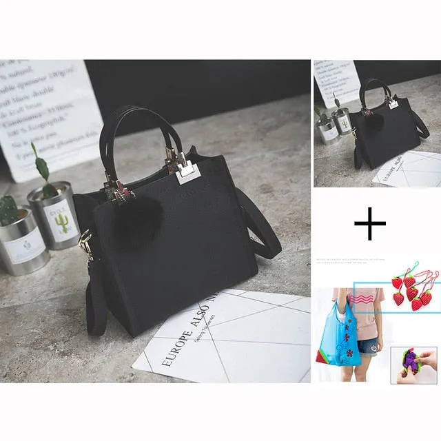 designer leather women Scrub women High-grade handbag handbags Trendy luxury messenger WANGKA Beautifully crafted Hairball bag shoulder women bag bags bag