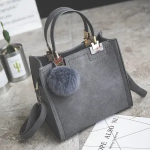 designer leather women Scrub women High-grade handbag handbags Trendy luxury messenger WANGKA Beautifully crafted Hairball bag shoulder women bag bags bag