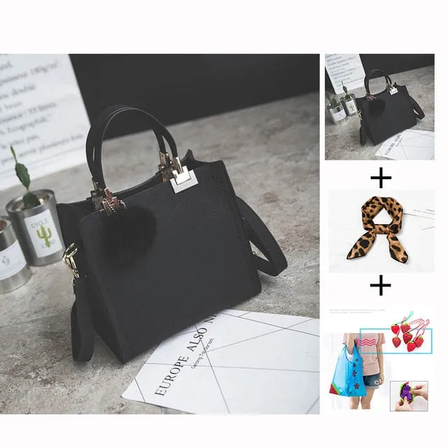 designer leather women Scrub women High-grade handbag handbags Trendy luxury messenger WANGKA Beautifully crafted Hairball bag shoulder women bag bags bag