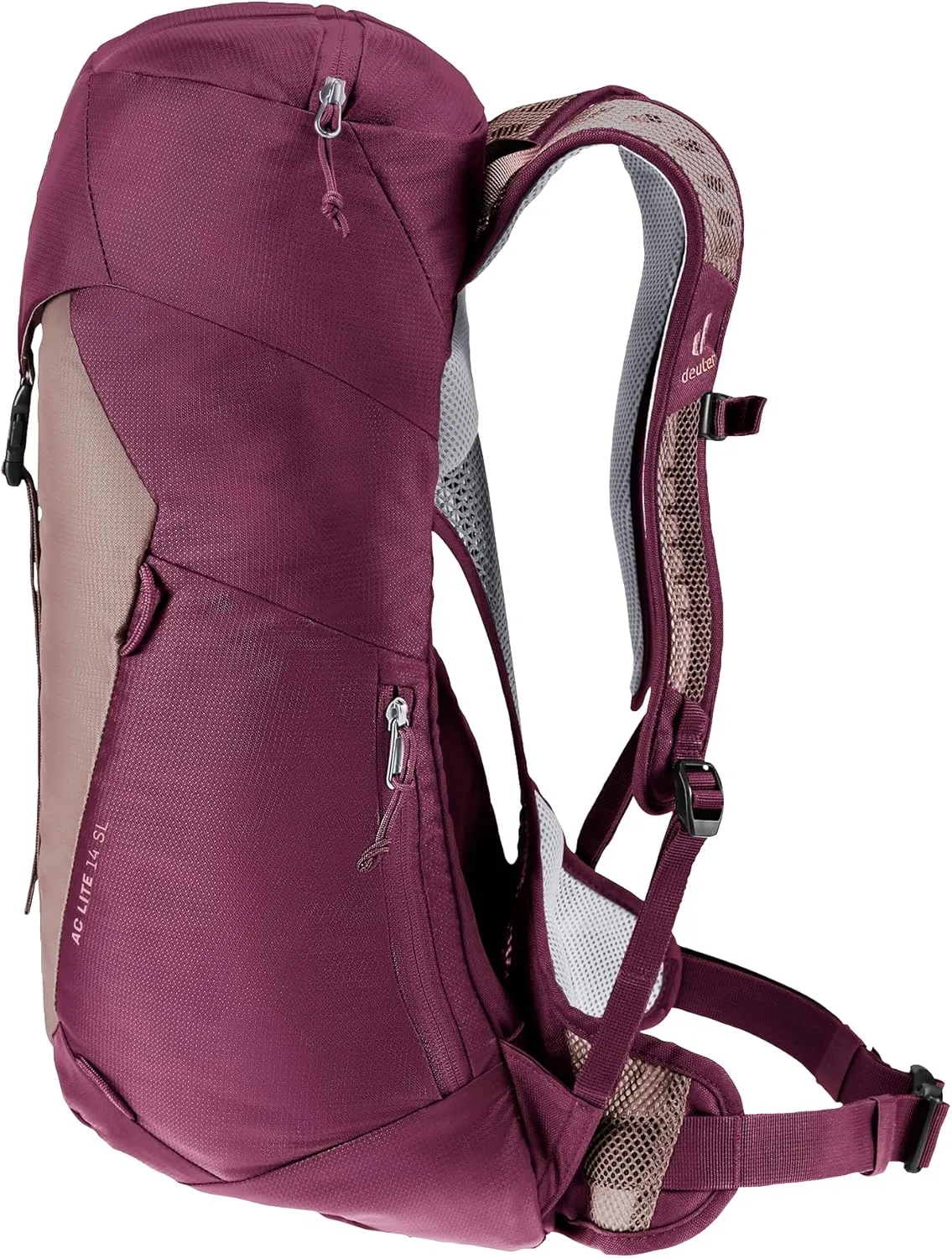 Deuter AC Lite 14L SL Hiking & Daypack Backpack with Narrow Fit, Steel Frame & Superior Breathability - Ashrose-Cassis