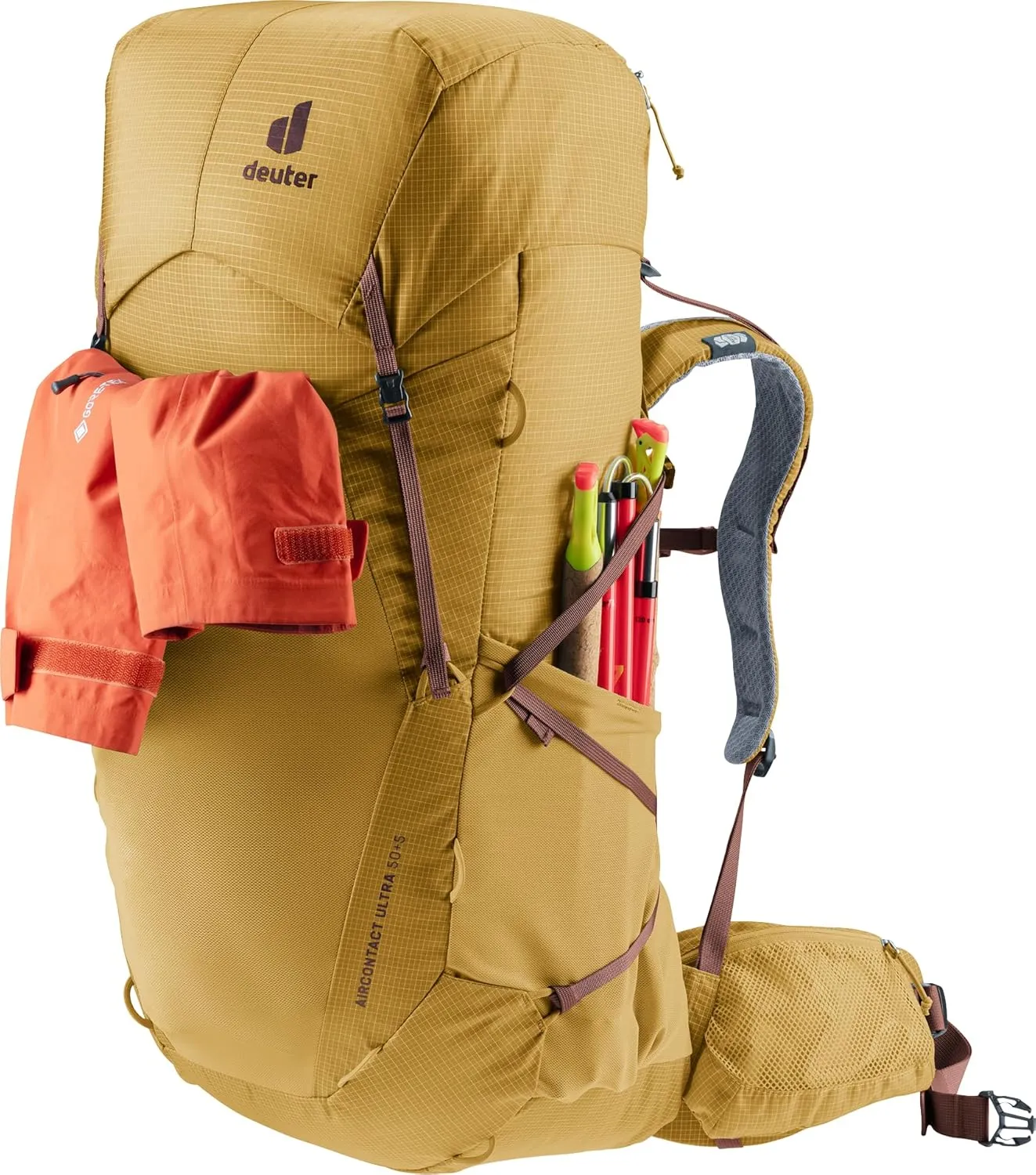 Deuter Aircontact Ultra 50 5L Hiking Backpack, Savanna-Rasin, 55 Liters