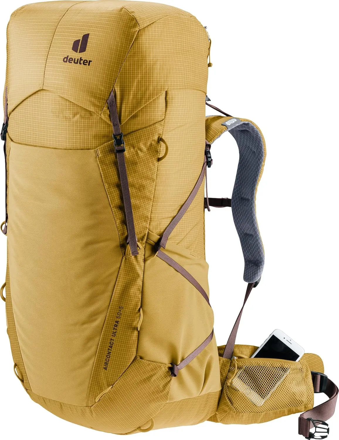 Deuter Aircontact Ultra 50 5L Hiking Backpack, Savanna-Rasin, 55 Liters