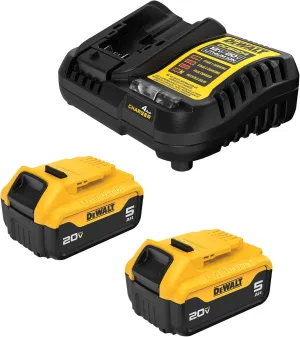 DEWALT 20V MAX Lithium-Ion Battery 2-Pack and Charger, 5.0 Ah, Battery Starter Kit (DCB205-2c)