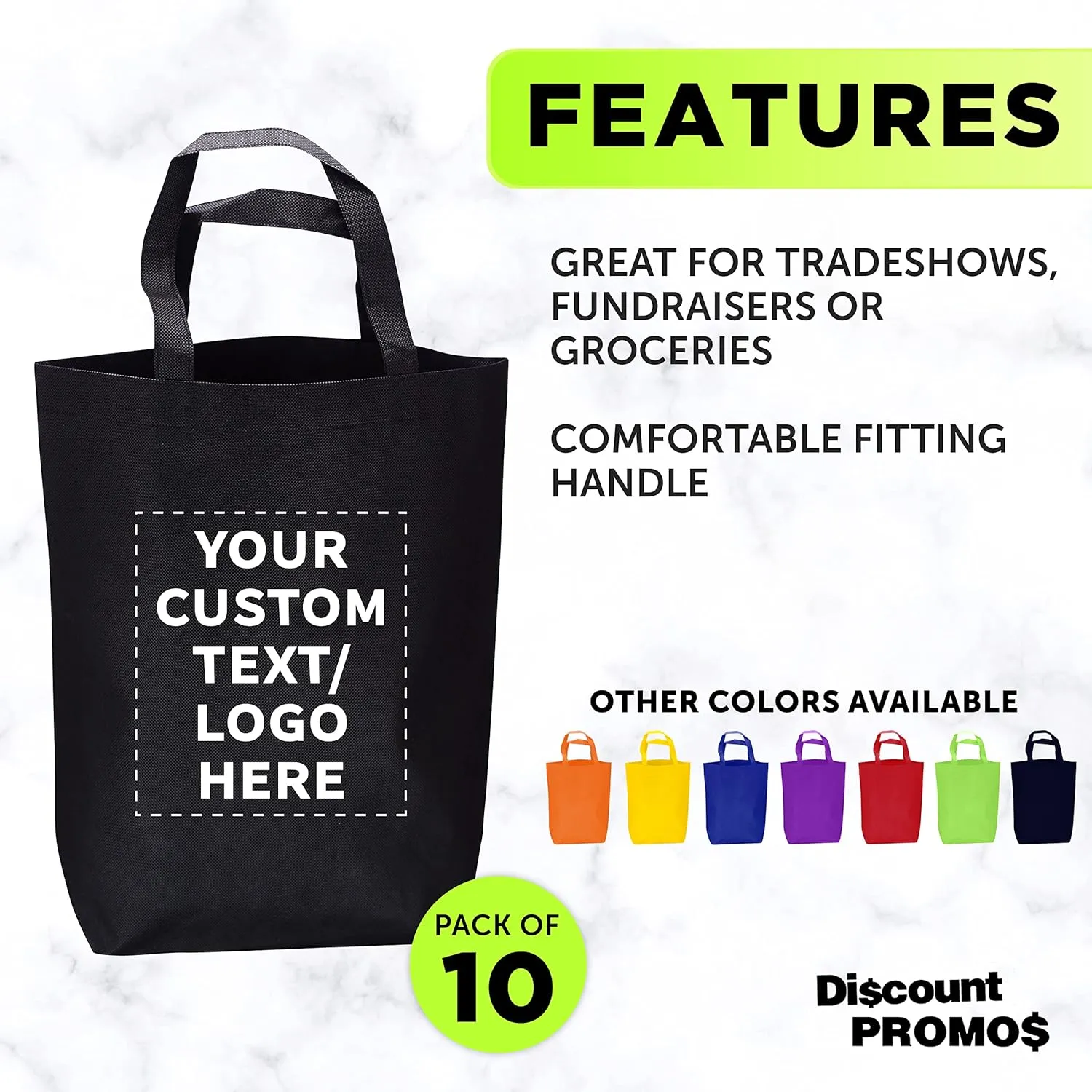 DISCOUNT PROMOS Large Reusable Heavy Duty Tote Bag - Beach Shopping Bag