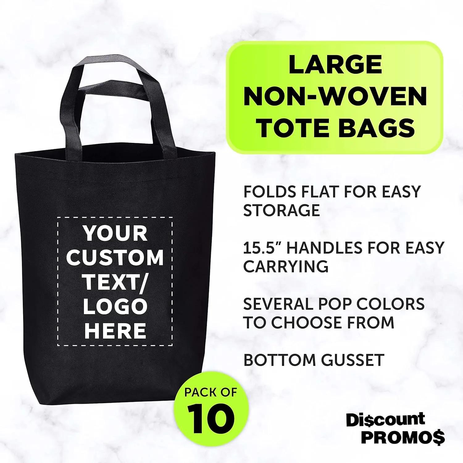 DISCOUNT PROMOS Large Reusable Heavy Duty Tote Bag - Beach Shopping Bag