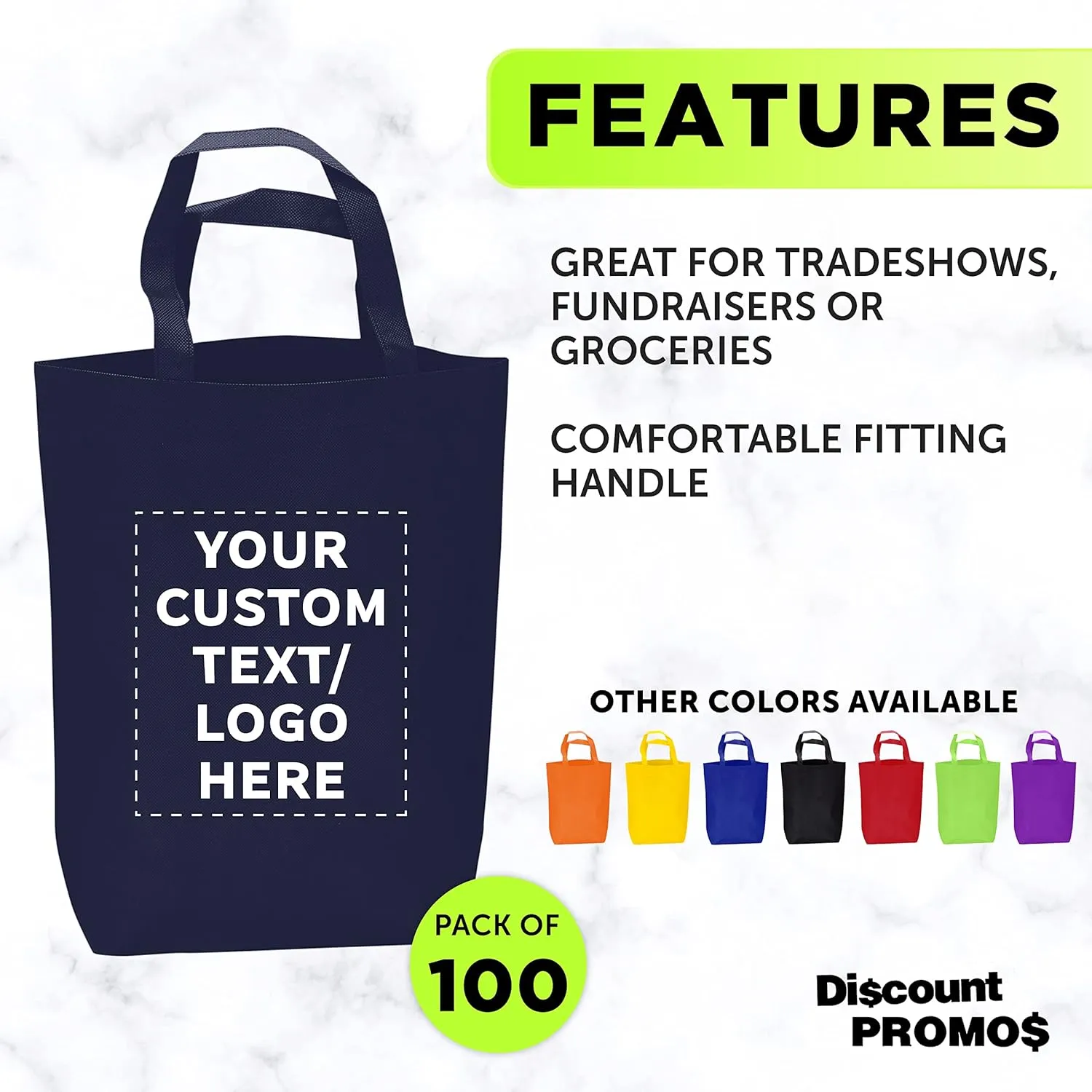 DISCOUNT PROMOS Large Reusable Heavy Duty Tote Bag - Beach Shopping Bag