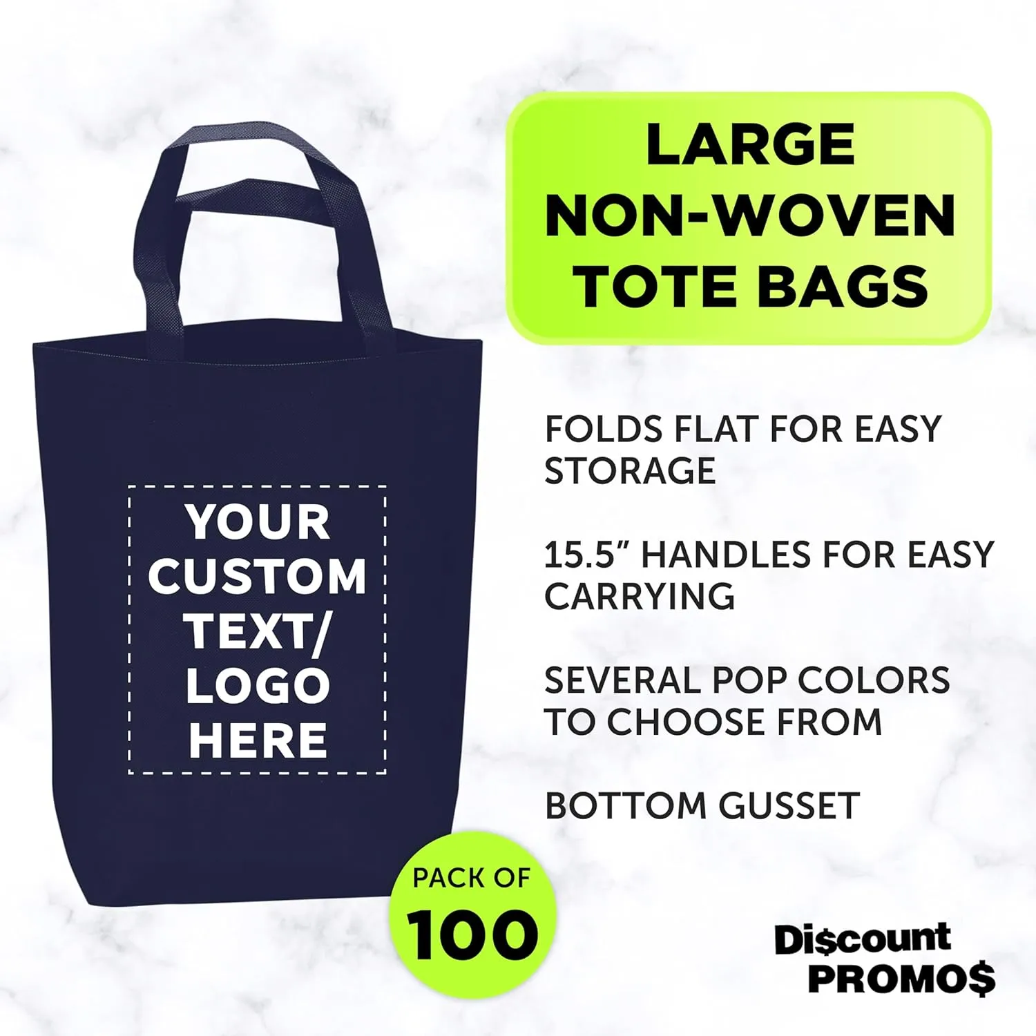 DISCOUNT PROMOS Large Reusable Heavy Duty Tote Bag - Beach Shopping Bag