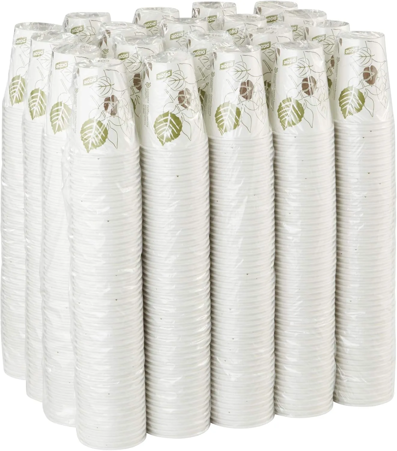 Dixie 8 oz Paper Coffee Cups By GP PRO, Pathways Design, 1000 Count (50 Disposable Cups Per Pack, 20 Packs Per Case), 2338PATH