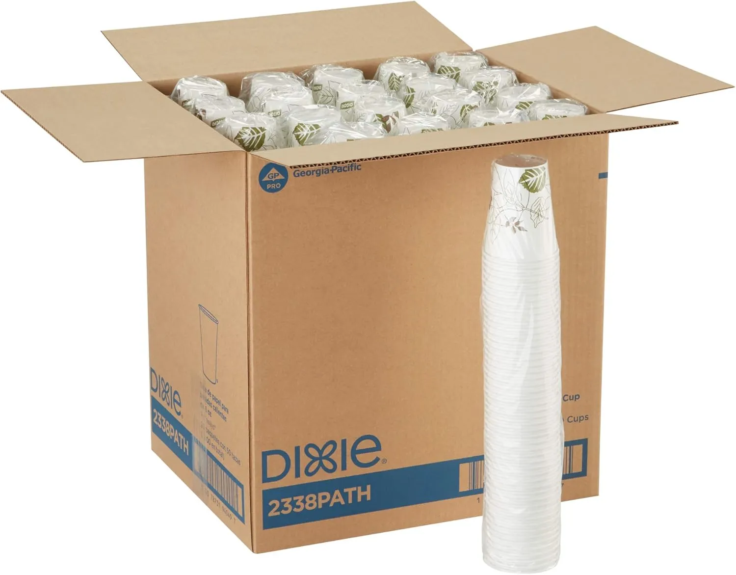 Dixie 8 oz Paper Coffee Cups By GP PRO, Pathways Design, 1000 Count (50 Disposable Cups Per Pack, 20 Packs Per Case), 2338PATH
