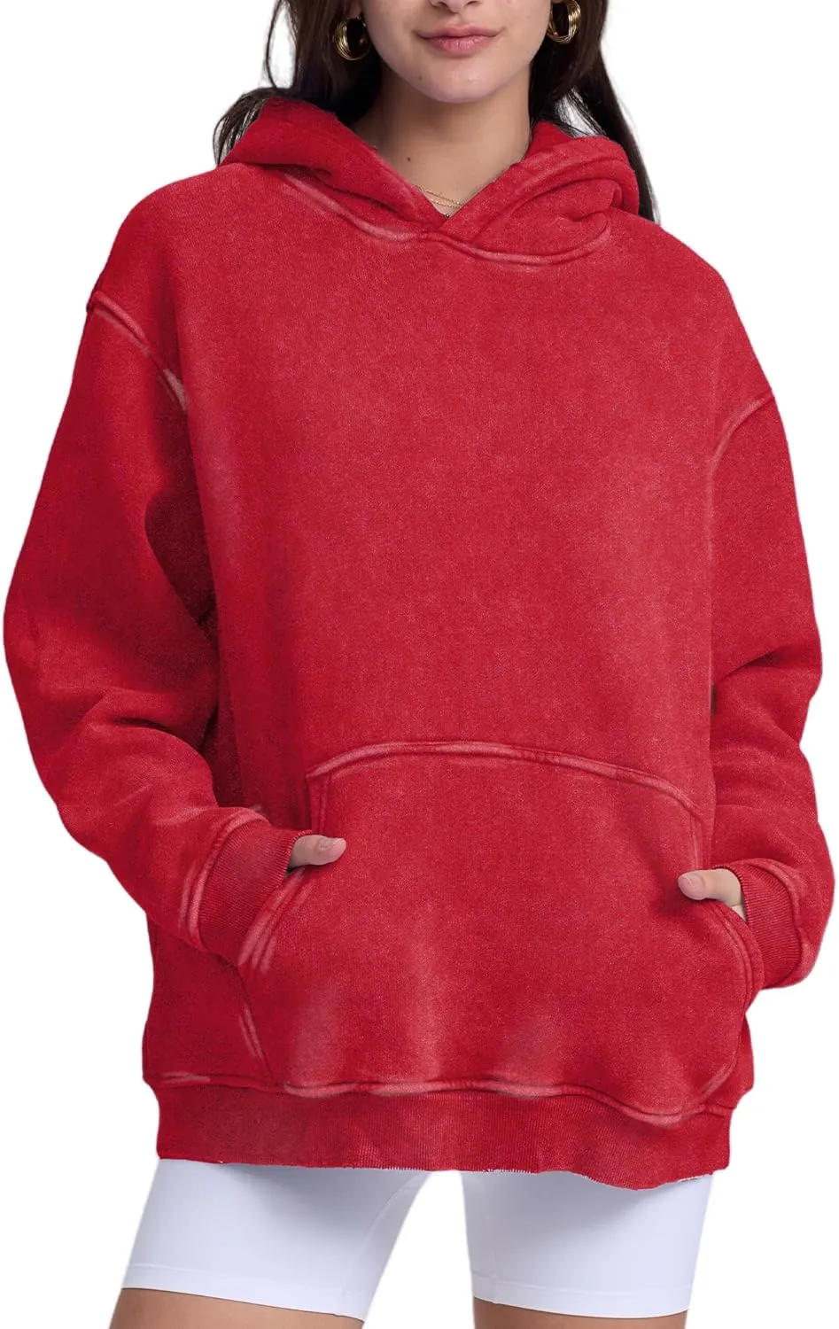 Dnzzs Womens Oversized Hoodie Acid Wash Hoodie Vintage Sweatshirt Heavyweight Fleece Cotton Streetwear Trendy Hoodies