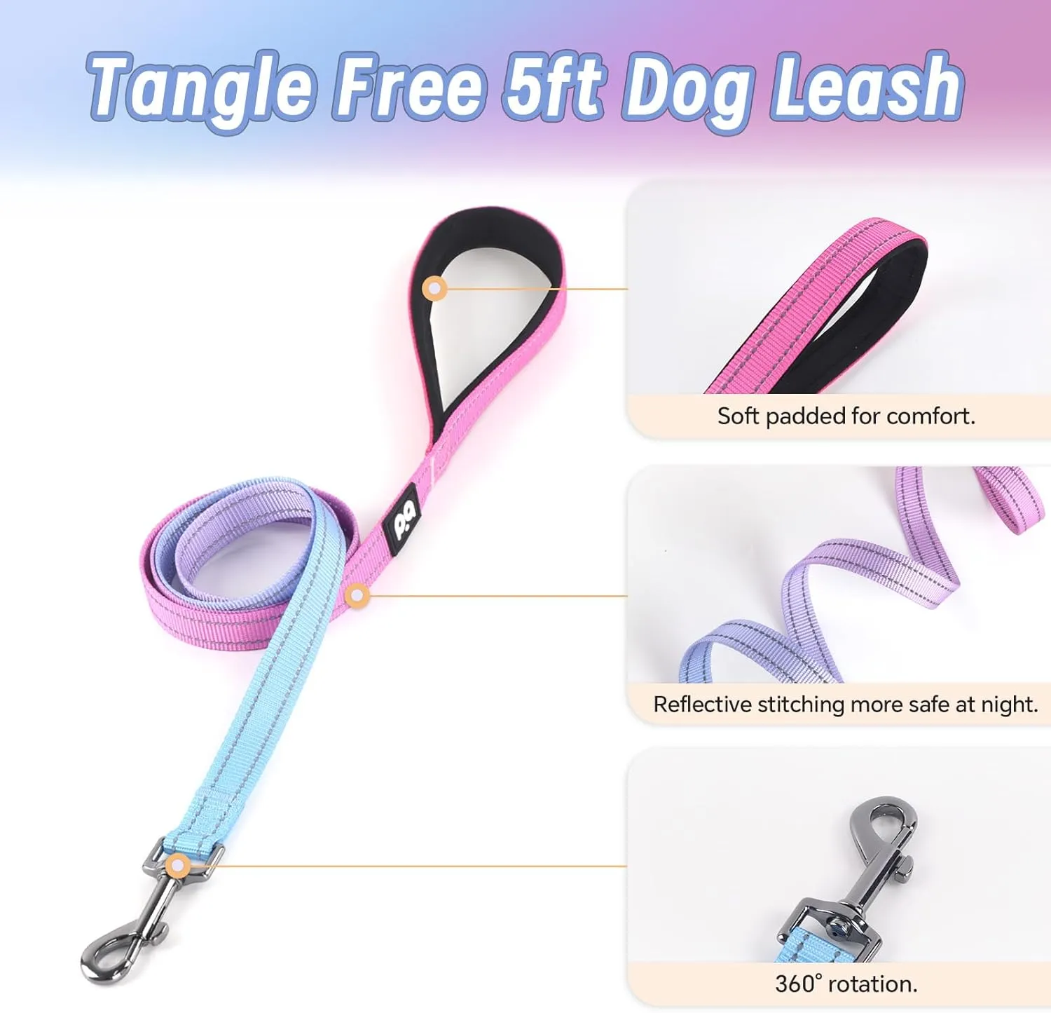 Dog Harness Leash Set, No Pull Adjustable Halter Cute Comfort Padded Handle for Medium Sized Large Small Dogs Walking Training Running with Reflective（Small,Red Blue）