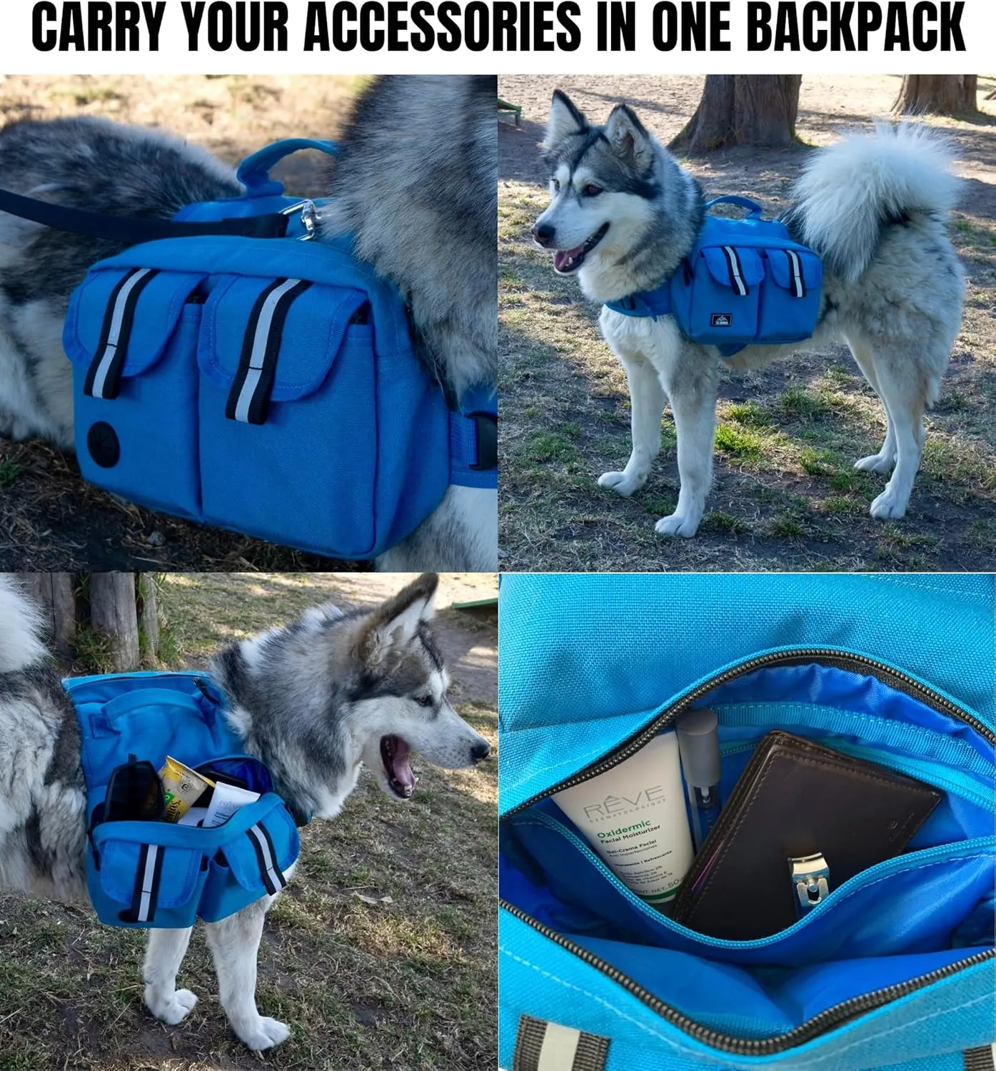 Dog Hiking Backpack Saddle Bag Medium Dogs Adjustable Harness Reflective Straps Side Pockets Breathable Fabric Outdoor Walking Travel Lightweight Durable Design Ideal Pet Gear Adventure Use