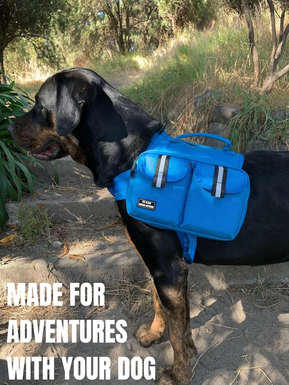 Dog Hiking Backpack Saddle Bag Medium Dogs Adjustable Harness Reflective Straps Side Pockets Breathable Fabric Outdoor Walking Travel Lightweight Durable Design Ideal Pet Gear Adventure Use