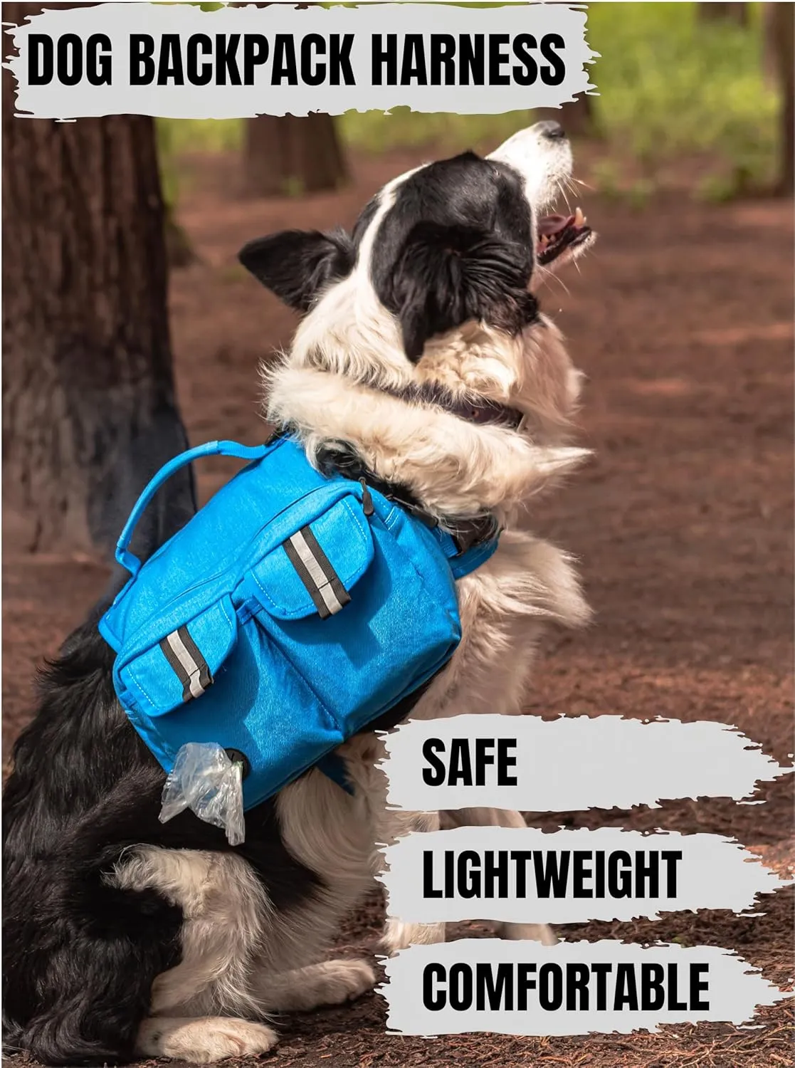Dog Hiking Backpack Saddle Bag Medium Dogs Adjustable Harness Reflective Straps Side Pockets Breathable Fabric Outdoor Walking Travel Lightweight Durable Design Ideal Pet Gear Adventure Use