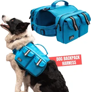 Dog Hiking Backpack Saddle Bag Medium Dogs Adjustable Harness Reflective Straps Side Pockets Breathable Fabric Outdoor Walking Travel Lightweight Durable Design Ideal Pet Gear Adventure Use