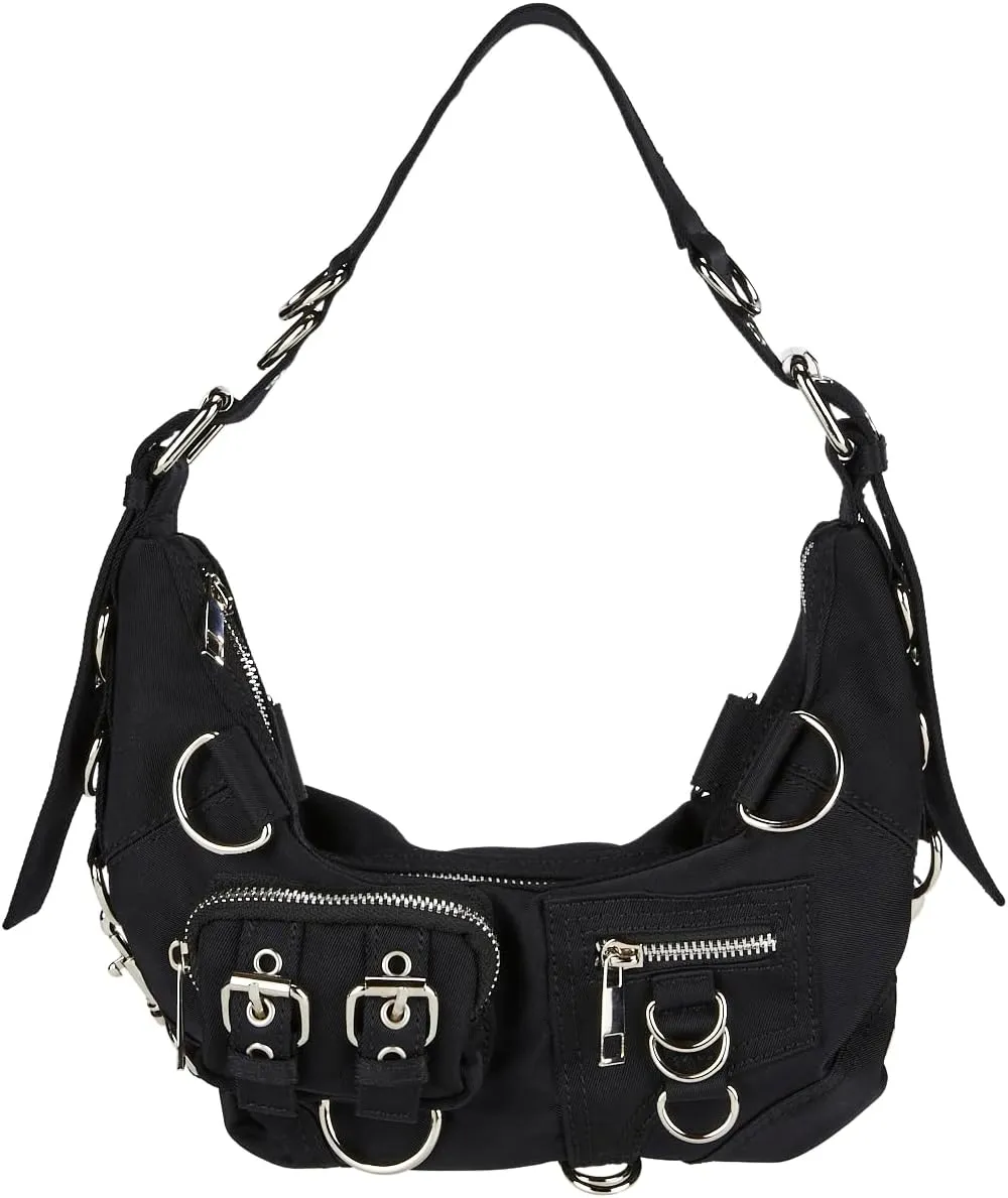 Dolls Kill Personal Anthem Shoulder Bag - Nylon, Adjustable Strap, Cargo Pockets - Black, One Size