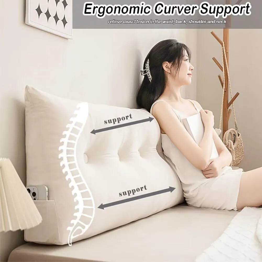 Dorm Headboard Pillows Twin XL Wedge Headboard Pillow Long Backrest Positioning Support for Daybed Reading Backrest Pillow with Side Pockets College Dorm Headboard