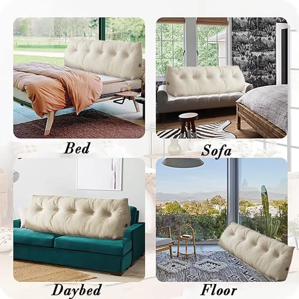 Dorm Headboard Pillows Twin XL Wedge Headboard Pillow Long Backrest Positioning Support for Daybed Reading Backrest Pillow with Side Pockets College Dorm Headboard