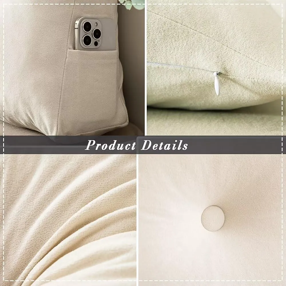 Dorm Headboard Pillows Twin XL Wedge Headboard Pillow Long Backrest Positioning Support for Daybed Reading Backrest Pillow with Side Pockets College Dorm Headboard