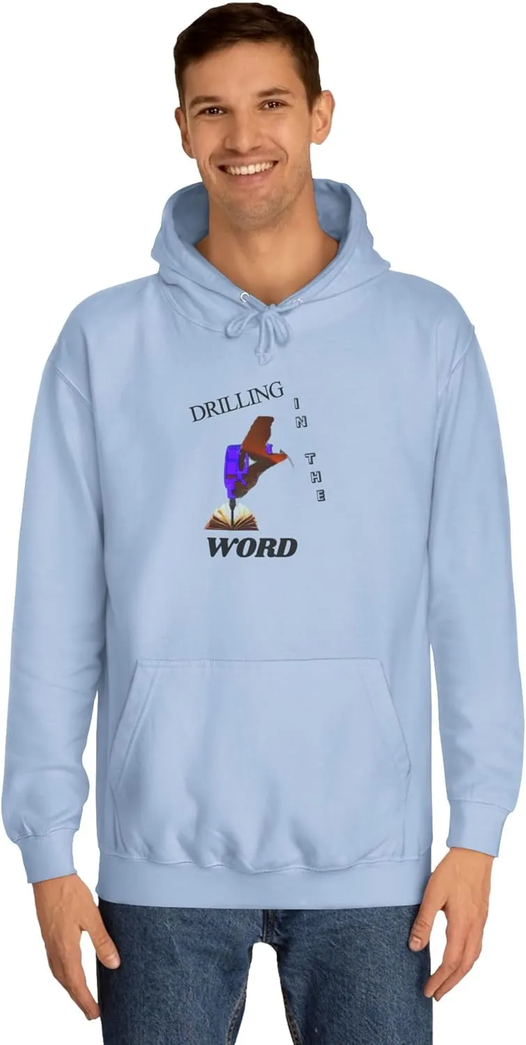 Drilling Word Unisex College Hoodie, Casual Sweatshirt, Streetwear, Gift for Students, College Apparel, Unique Graphic Hoodie