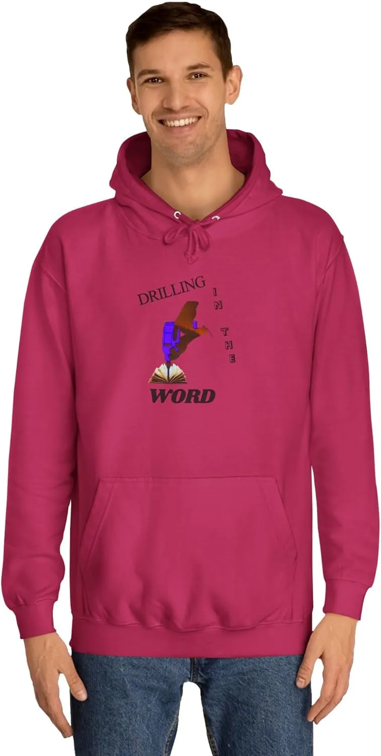 Drilling Word Unisex College Hoodie, Casual Sweatshirt, Streetwear, Gift for Students, College Apparel, Unique Graphic Hoodie