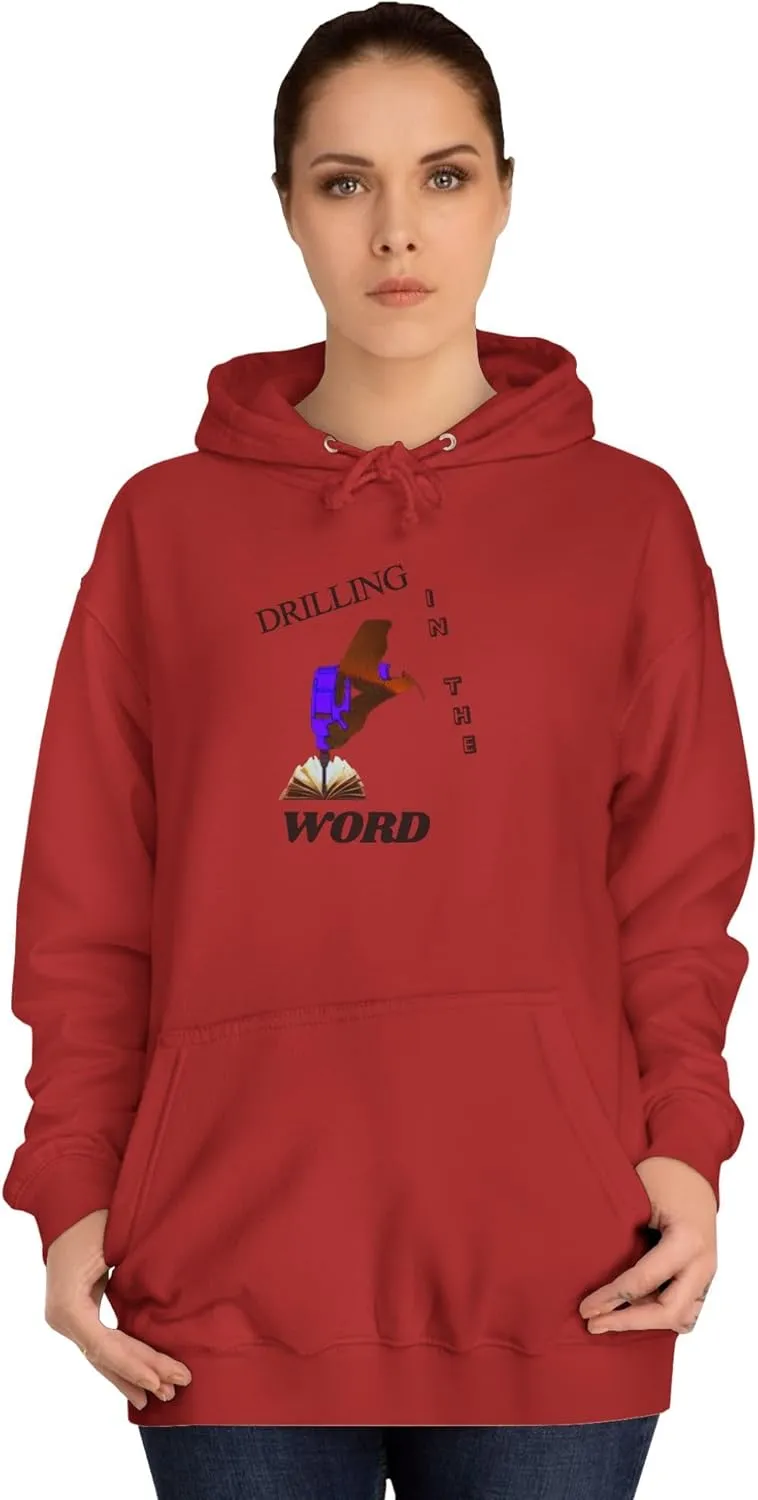 Drilling Word Unisex College Hoodie, Casual Sweatshirt, Streetwear, Gift for Students, College Apparel, Unique Graphic Hoodie