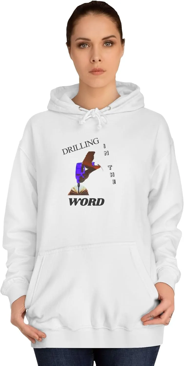 Drilling Word Unisex College Hoodie, Casual Sweatshirt, Streetwear, Gift for Students, College Apparel, Unique Graphic Hoodie