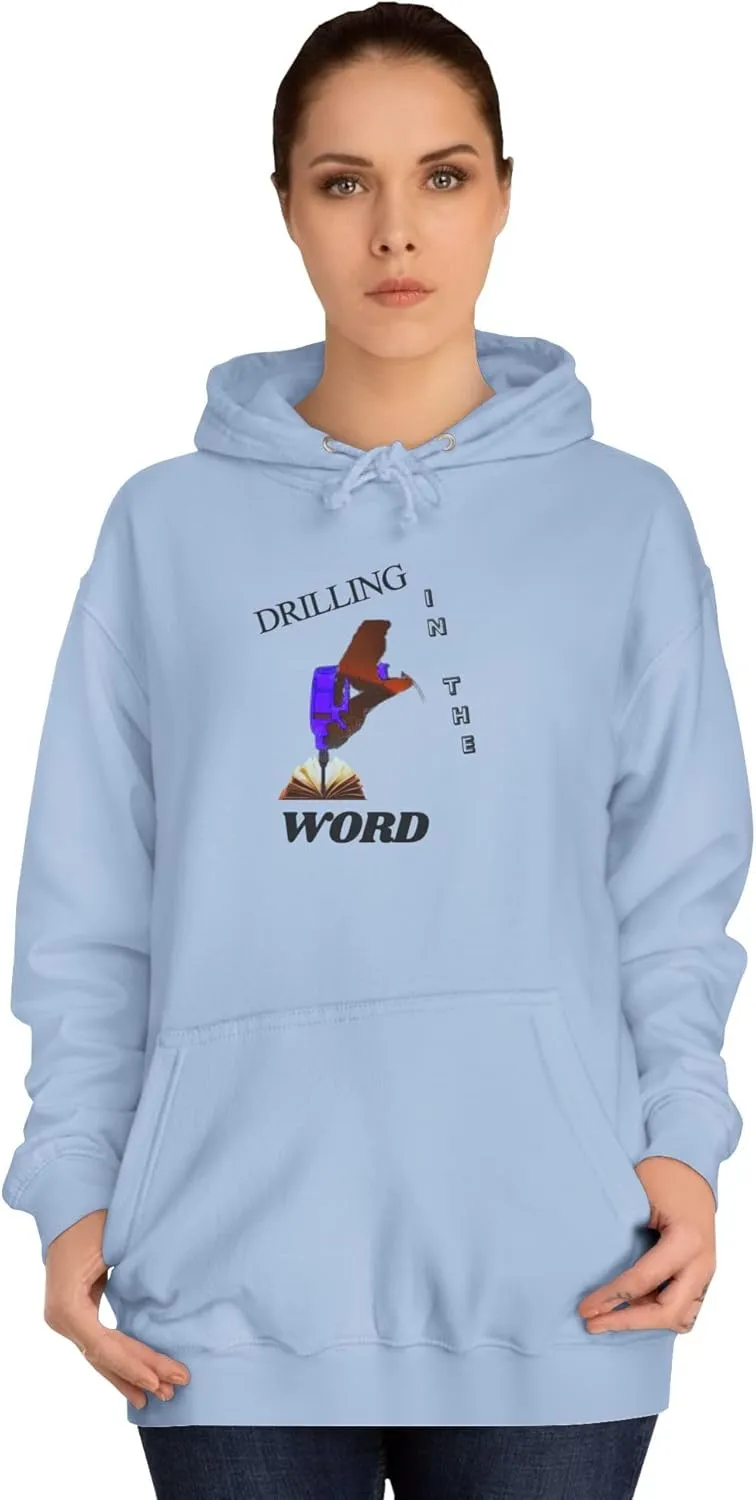 Drilling Word Unisex College Hoodie, Casual Sweatshirt, Streetwear, Gift for Students, College Apparel, Unique Graphic Hoodie