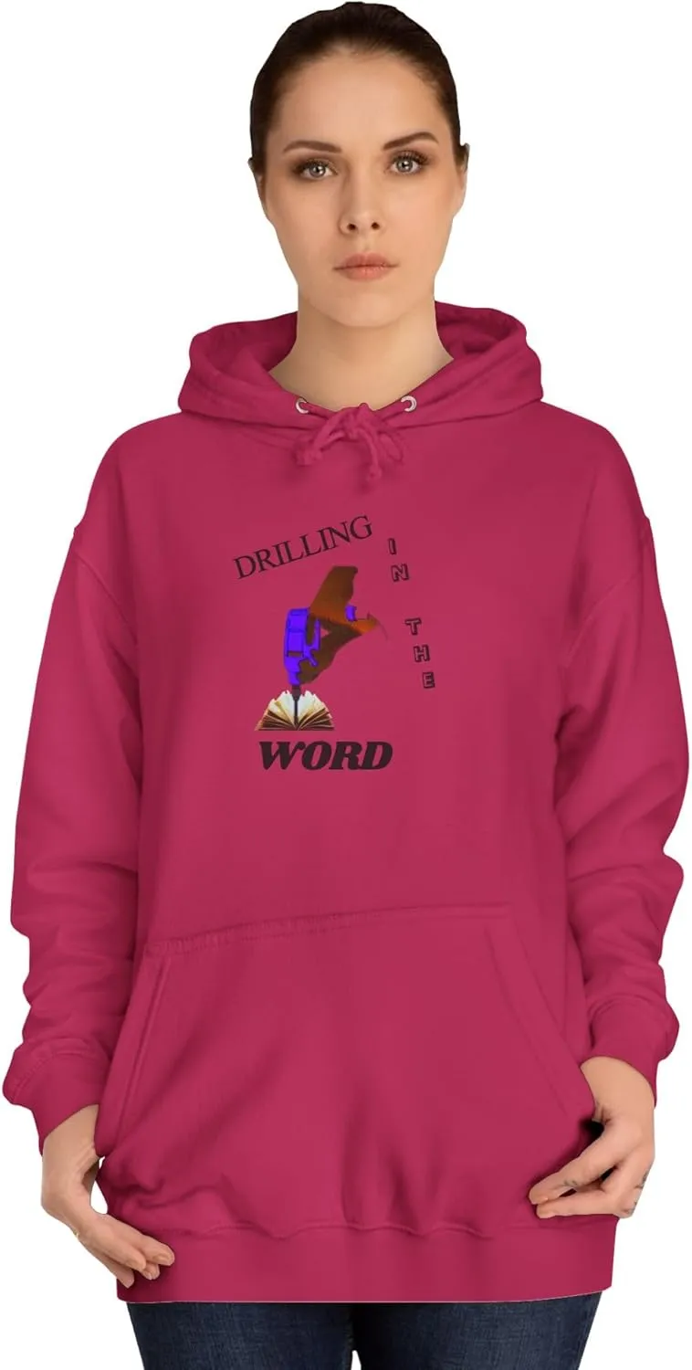 Drilling Word Unisex College Hoodie, Casual Sweatshirt, Streetwear, Gift for Students, College Apparel, Unique Graphic Hoodie