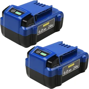 DTK Replacement for Kobalt 24V Battery 6Ah Max KB624-03 KB524-03 KB424-03 KB224-03 KB124-03 Lithium Ion Cordless Tools High Capacity Battery 2 Packs