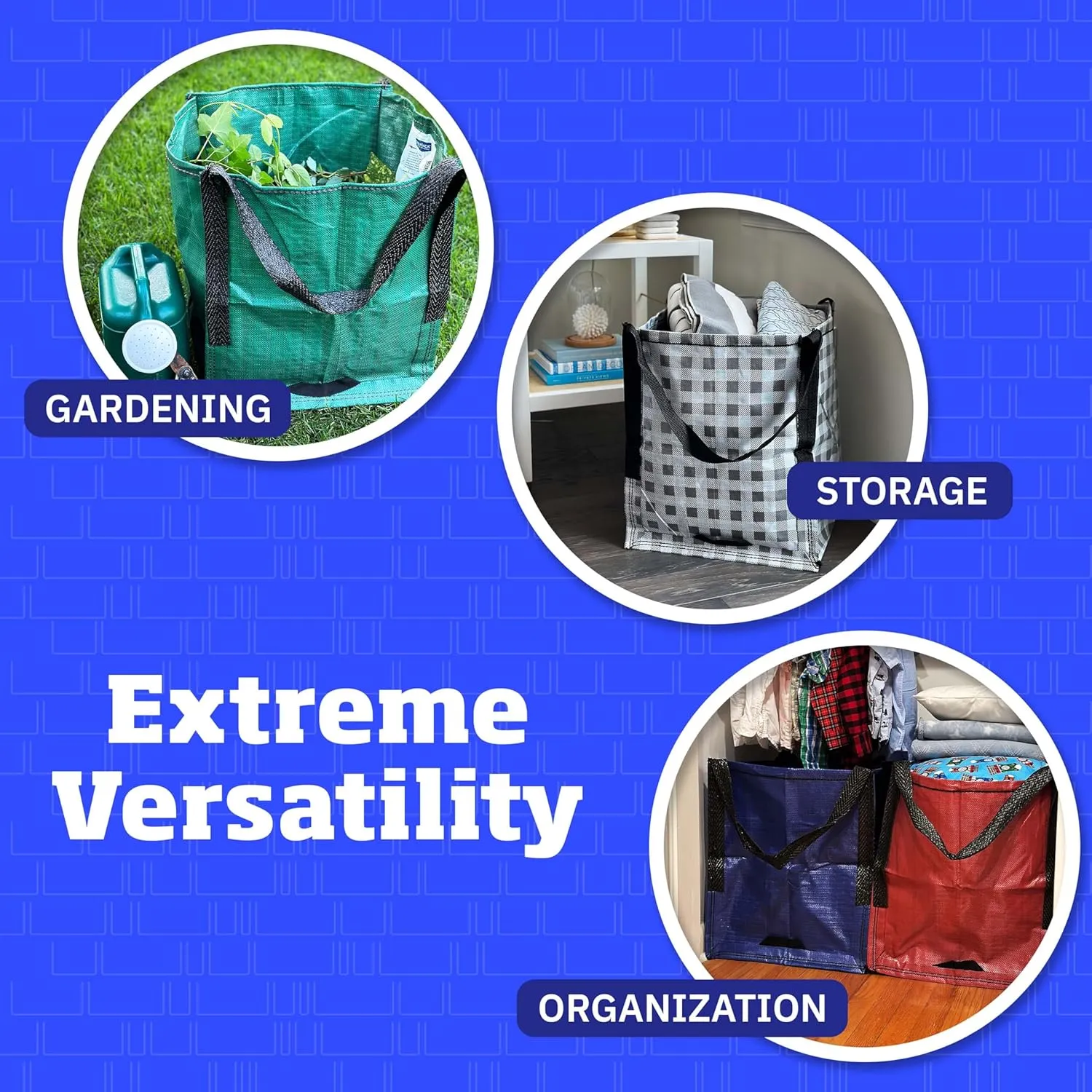 DURASACK Heavy Duty Storage Tote Bag 22-Gallon Rugged Woven Polypropylene Moving Bag, Reusable Self-Standing Design, Holds up to 500 Pounds, Single, Green
