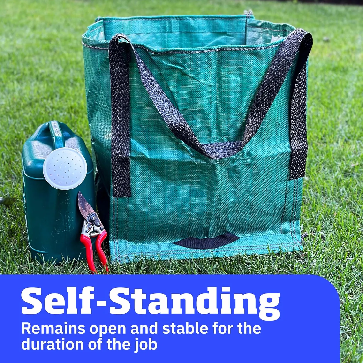 DURASACK Heavy Duty Storage Tote Bag 22-Gallon Rugged Woven Polypropylene Moving Bag, Reusable Self-Standing Design, Holds up to 500 Pounds, Single, Green