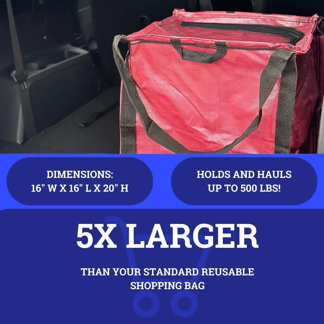 DURASACK Heavy Duty Storage Tote Bag with Zipper Top 22-Gallon Rugged Woven Polypropylene Moving Bag, Reusable Self-Standing Design, Holds up to 500 Pounds, Pack of 4, Red
