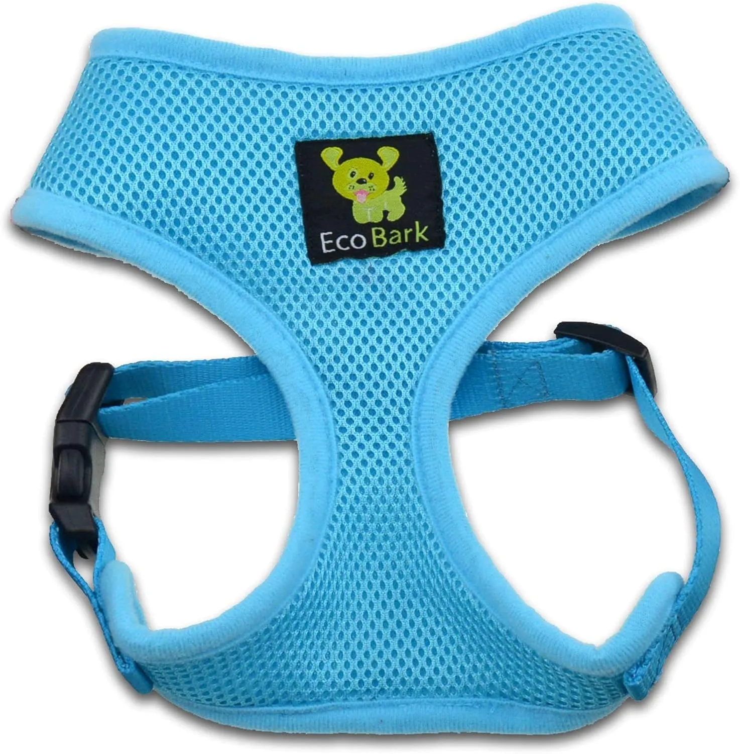 EcoBark Dog Harness - Eco-Friendly Max Comfort Harnesses - Luxurious Soft Mesh Halter - Over The Head Harness Vest- No Pull and No Choke for Puppy, Toy Breeds & Small Dogs (Small, Baby Blue)
