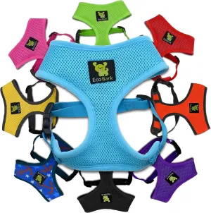 EcoBark Dog Harness - Eco-Friendly Max Comfort Harnesses - Luxurious Soft Mesh Halter - Over The Head Harness Vest- No Pull and No Choke for Puppy, Toy Breeds & Small Dogs (Small, Baby Blue)