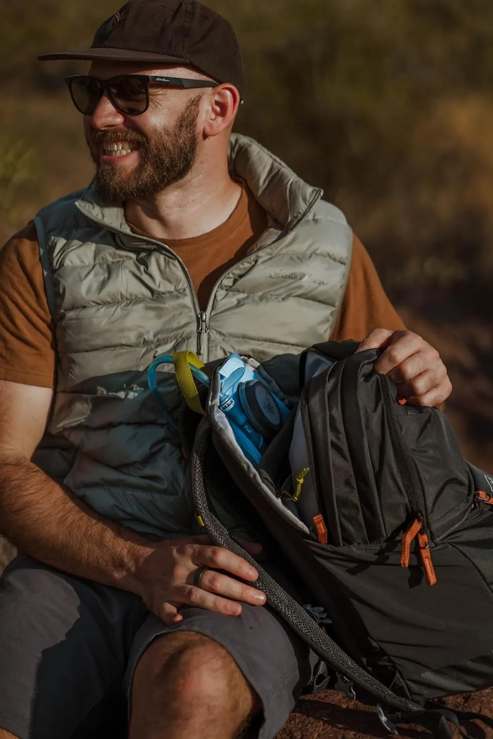 Eddie Bauer Nomad Backpack-Laptop Bag (17 inch)| Compression Straps | Travel | Hiking | Gym | Work | Commuting, Sienna, 22L