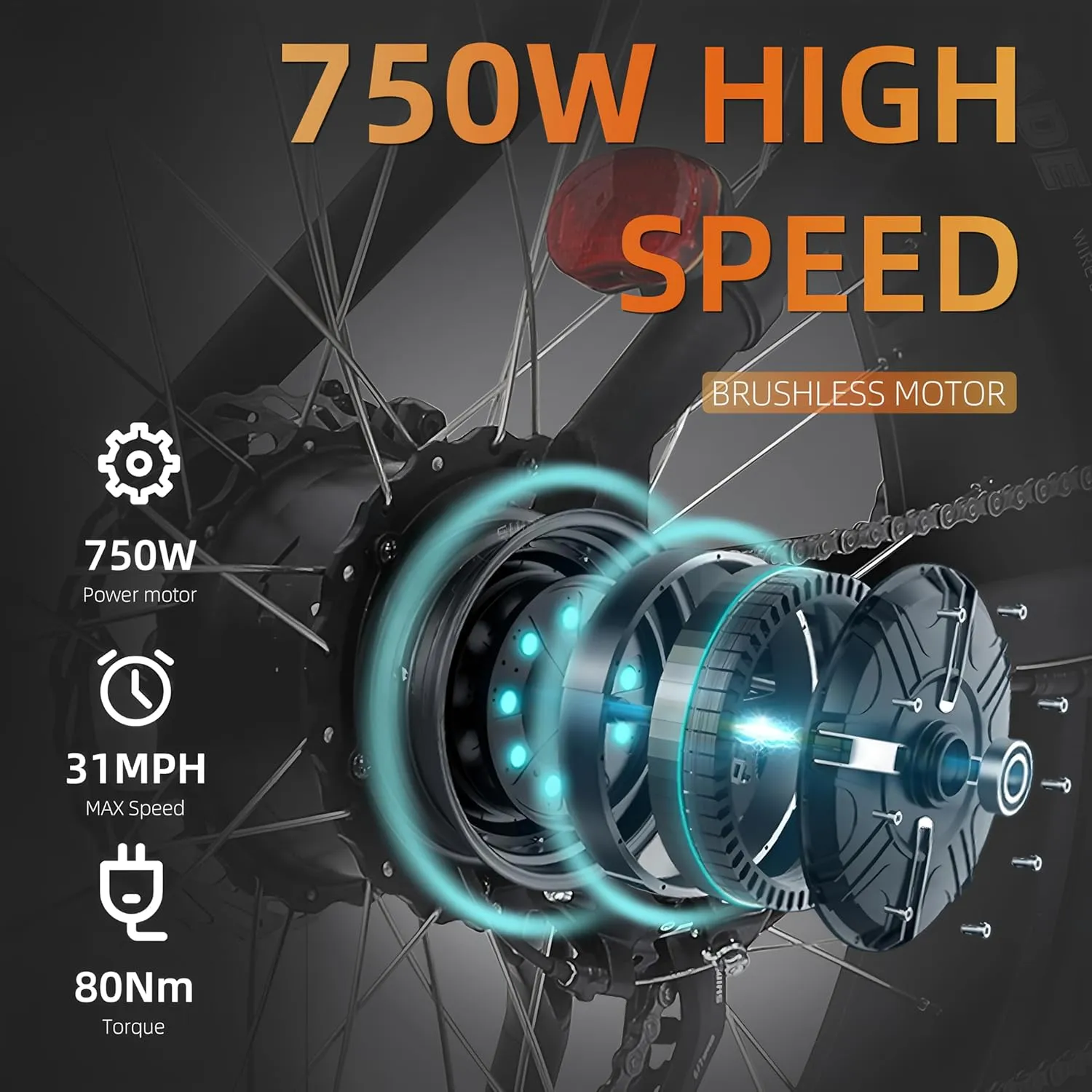 Electric Mountain Bikes for Adults, 750W Motor 31 MPH High Speed E-Bike, 37 Mile Range 48V 15Ah/17.5Ah Battery, 7 Speed Dual Shock Absorber Full Suspension Commuter Fat Tire Bicycle