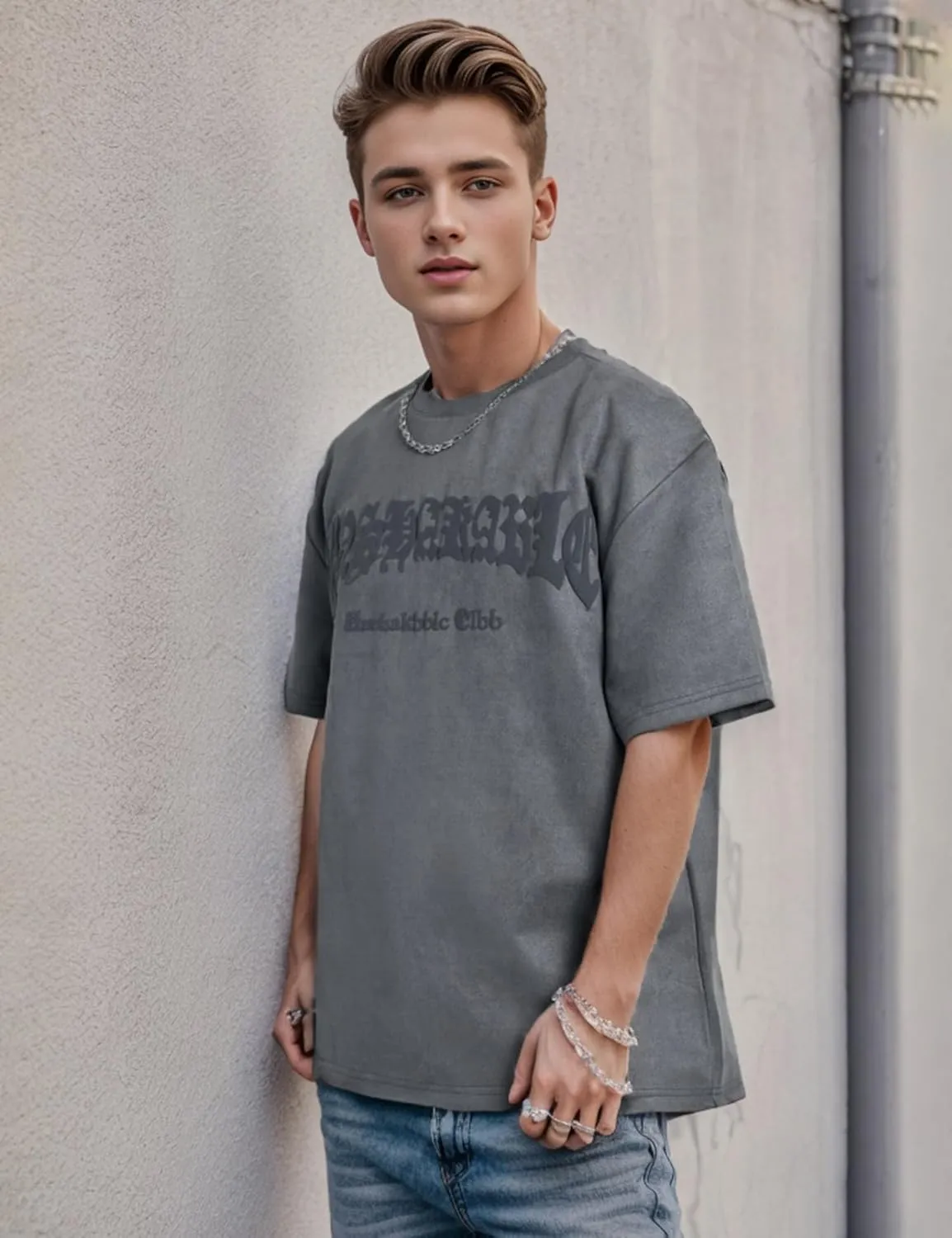 EMMIOL Men's T Shirts Oversized Short Sleeves Unisex Loose Solid Streetwear Tee Crew Neck Cotton Tops