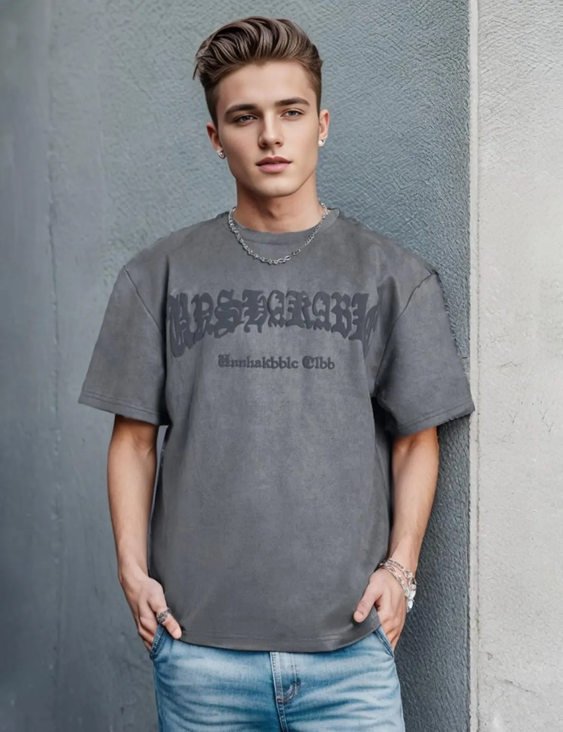EMMIOL Men's T Shirts Oversized Short Sleeves Unisex Loose Solid Streetwear Tee Crew Neck Cotton Tops