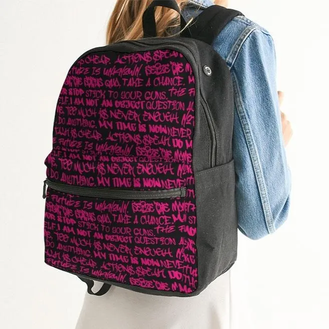 Empowering Pink Graffiti Small Canvas Backpack