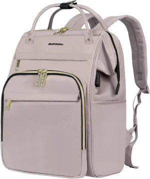 EMPSIGN 15.6 Inch Laptop Backpack for Women, Computer Travel Business Work Bag, Water Repellent College Casual Daypack with USB Port, Dusty Pink