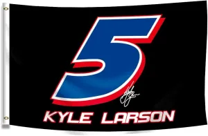 ENMOON Kyle Larson #5 Flag Banner 3x5Ft Double Sided Print with Brass Grommets for Car Fans Indoor Outdoor Decor, 36x60 inch, black