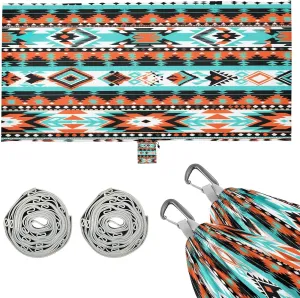 Ethnic Stripe Camping Hammock, Single Portable Hammocks with Tree Straps & Attached Carry Bag, 330Lbs Capacity Perfect for Outside Indoor Hiking Beach Backpack Travel