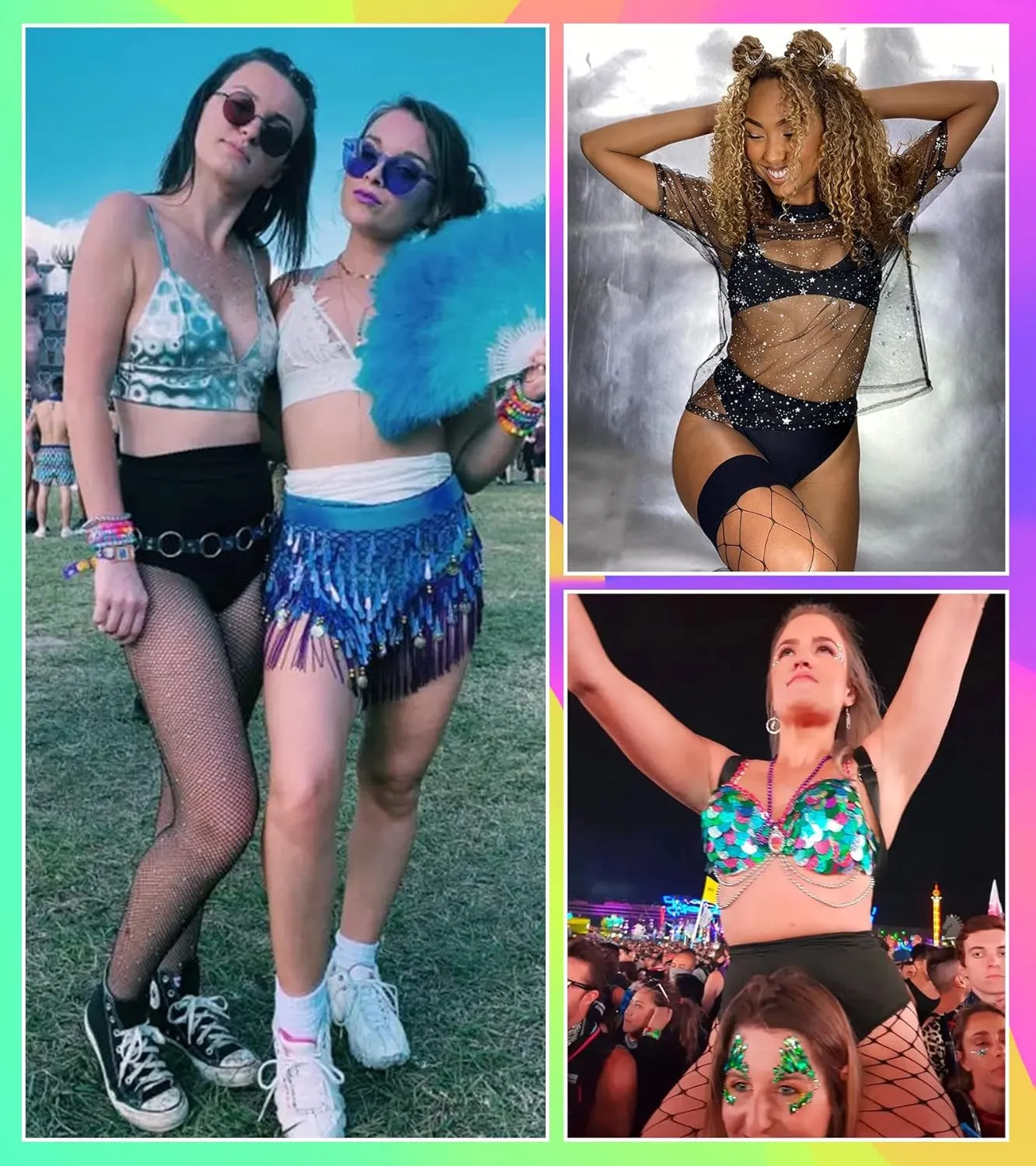 EVELUST Rave Booty Shorts For Women - EDC Edm Festival Outfit Accessories Pole Dance Butt Lifting Legging High Waist Bottom