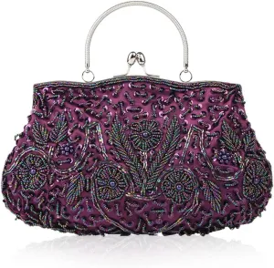 Evening Clutch Bag for Women Vintage Beaded Sequin Handbag Bridal Wedding Purse