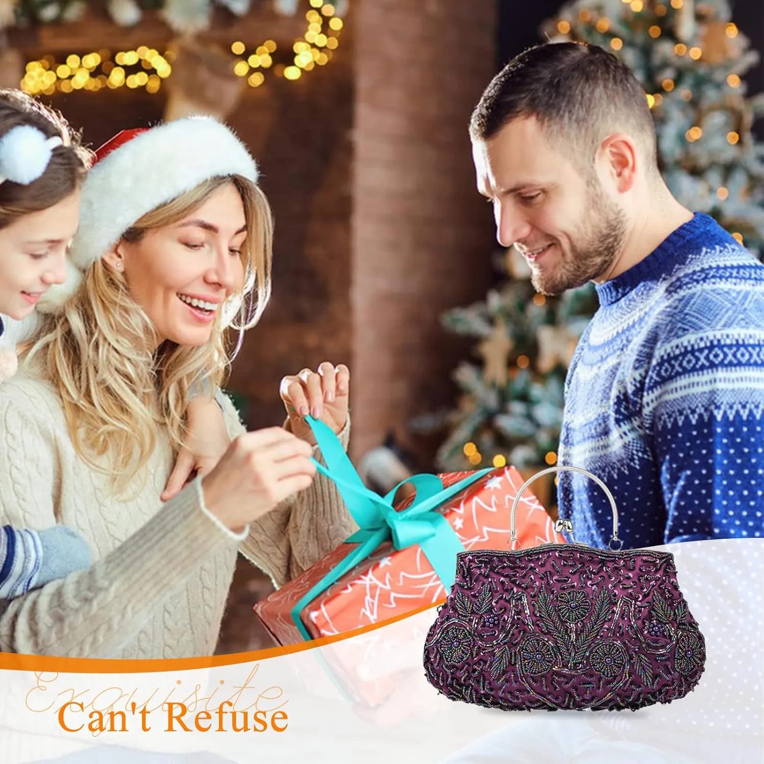 Evening Clutch Bag for Women Vintage Beaded Sequin Handbag Bridal Wedding Purse