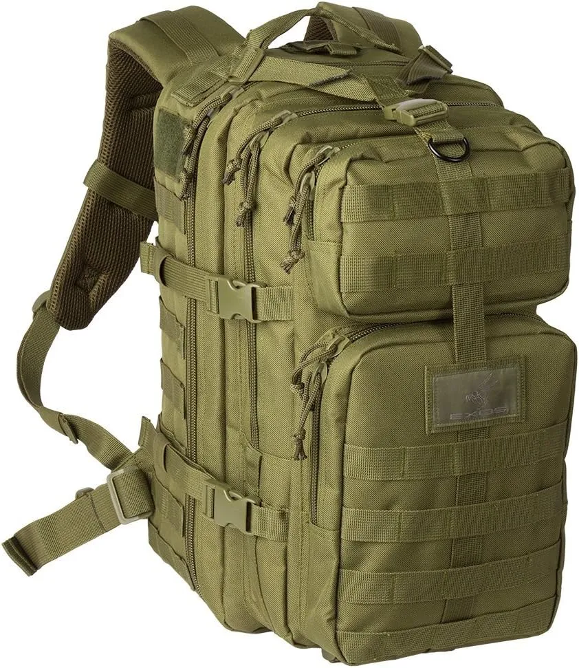 Exos Bravo Backpack - Large Military Hiking Backpack 34L - Waterproof Heavy-Duty Molle Hunting Bag for Men - Tactical Rucksack Daypack - Hydration Pack Compatible for Running, Cycling - (Olive Drab)
