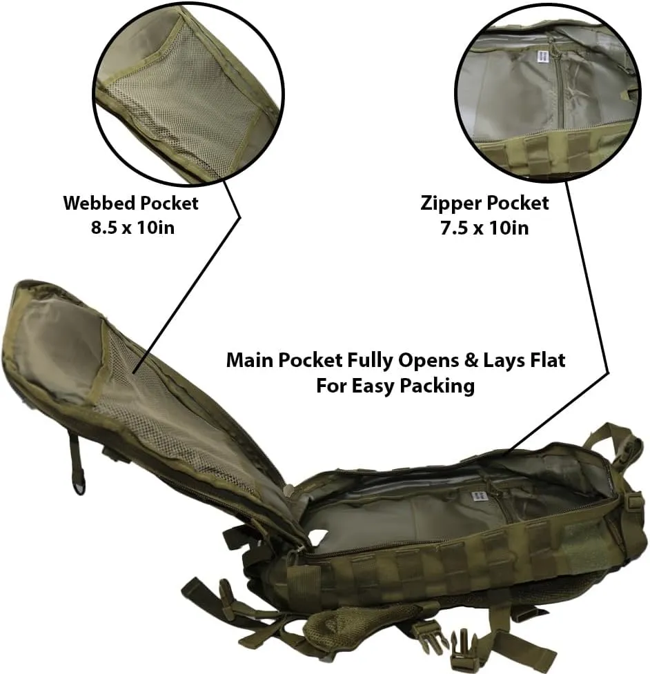Exos Bravo Backpack - Large Military Hiking Backpack 34L - Waterproof Heavy-Duty Molle Hunting Bag for Men - Tactical Rucksack Daypack - Hydration Pack Compatible for Running, Cycling - (Olive Drab)