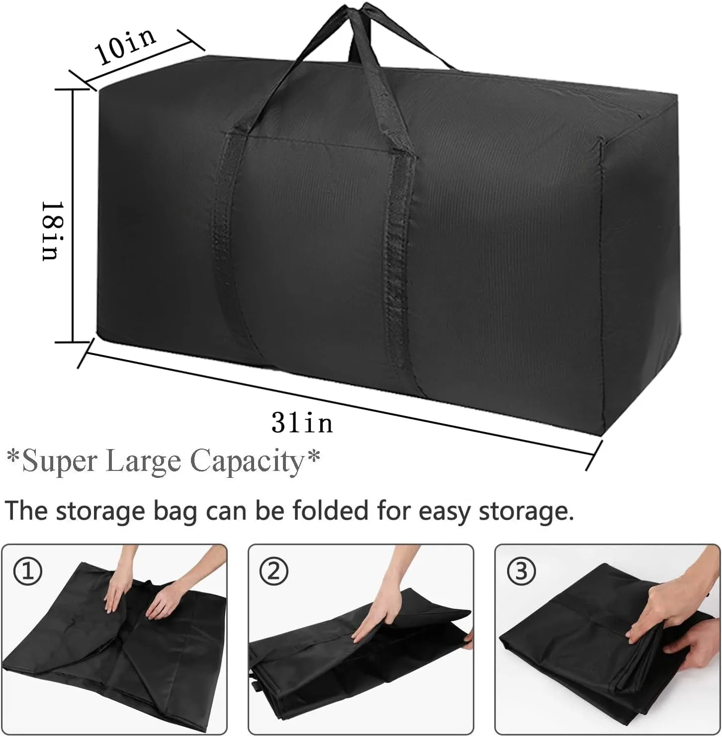 Extra Large Moving Bags with Strong Zippers & Carrying Handles, Storage Bags Storage Totes for Clothes, Moving Supplies, Space Saving, Oversized Storage Bag Organizer for Moving, Traveling (4 Pack)